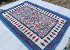 Couvre-lit indien Bleu Blanc