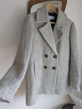 Gerard Darel Paris Coat Double Breasted Duck Egg Mint Pastel Blue Jute Wool 12