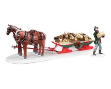 Lemax Firewood Livraison 2 Parties Traîneau Bois à Brûler Village de Noël Hiver