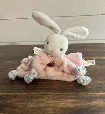 Kaloo Bunny Rabbit Lovey Pink White Baby Security Blanket Girl Knotted 8”