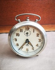 Vintage Réveil JAZ Mécanique Métal Chromé Fonctionnel SGDG Réveille-matin 