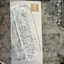 Vintage MIKASA Holiday Crystal Poinsettia Canape Tray New in Opened Box