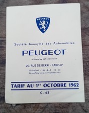 ORIGINAL Brochure Tarifs 1962