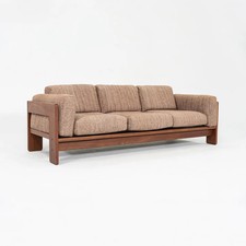 1980s Afra and Tobia Scarpa for Knoll Bastiano Three Seat Sofa Walnut w/ Tweed