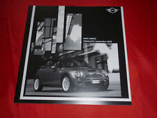 MINI Cabrio R52 One Cooper Cooper S Preisliste Pricelist von 2005