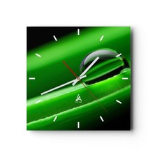 Horloge murale en verre 30x30cm Silencieuse Plante goutte eau bulle Wall Clock
