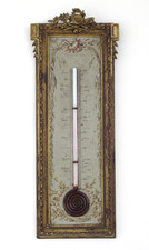 Louis XVI Vintage Painted Wooden Thermometer and Carved and Gilded Frame