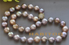 Metal-Lustre 17.5" 13mm Round Peacock Pink Lavender Edison Pearl Necklace