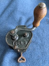 Antique Teck - Model 0 - Cast Iron Hand Cranked Bean Slicer Cutter w Table Clamp