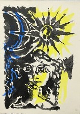 JEAN LURCAT : LA FEMME. LITHOGRAPHIE ORIGINALE EN COULEURS.