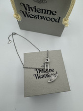 Vivienne Westwood Lucrece orb pendent safety pin rhinestone necklace SILVER