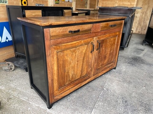 Buffet noyer mètal 1900 - mètal,
