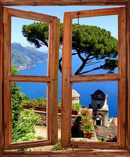 Sticker mural fenêtre trompe