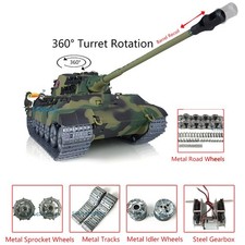 Second-hand 1/16 7.0Henglong 3888A King Tiger RC Tank Barrel Recoil BB IR Battle