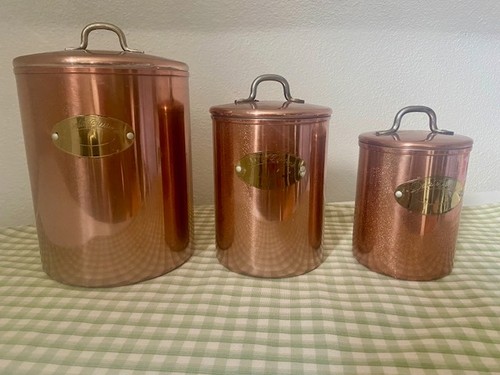 Vintage copper canister - copper, set