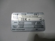 Plaque D'Identification FIAT