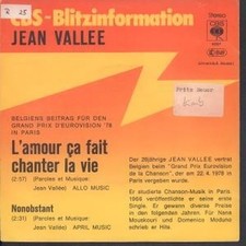 Jean Vallee L'amour Ca Fait Chanter La Vie 7" vinyl France Cbs 1978 German promo
