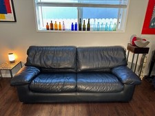 Vintage Roche Bobois Black Butter Leather Sofa, mid-1970s, excellent condition