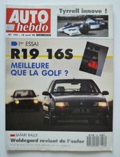AUTO HEBDO 723 avril 1990 Renault 19 16S VW Golf GTi 16S Philippe Streiff