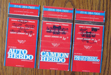 AUTO HEBDO & CAMION HEBDO MAGAZINES MATCHBOOK COVERS: MONTREAL MATCHCOVERS -A14