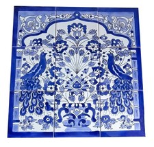 Fresque En 45x45 Blanc Bleu