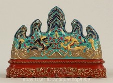 9,6" marqué émail couleur doré porcelaine 2 Dragon jouer perle stylo porte