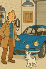 Tintin et Milou - Alpine Renault - AFFICHE POSTER A3