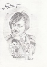 SIGNED DIDIER PIRONI AUTOGRAPH SIGNATURE PORTRAIT DRAWING SCAN FERRARI F1 GP