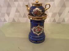 Ancienne tisanière en porcelaine de Paris XIX 19eme Veilleuse Dorure Décor peint