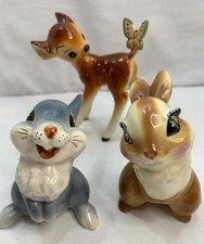 Walt Disney Productions Porcelain Bambi w/ Butterfly Thumper Girlfriendad Japan