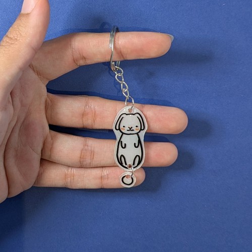 Porte clé lapin bélier - porte-clé, blanc
