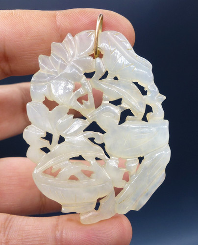 Ancien pendentif jade blanc - jade,