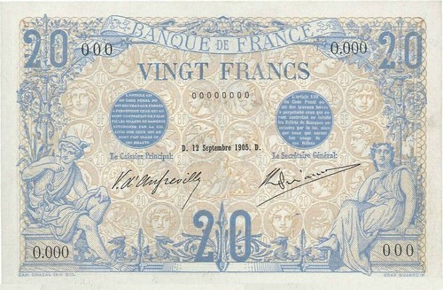 149 francs noir spécimen - francs,