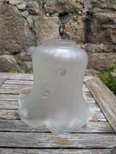 Grande tulipe de lampe à pétrole motif épi de blé ancienne  lampe à huile 