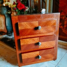 ancien MEUBLE DE MAITRISE COMMODE MAQUETERIE BOITE A BIJOUX MEUBLE poupée vitrin