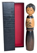 Vintage Creative (Sosaku) Kokeshi Doll Signed by Artist 1981 w Original Box 23cm