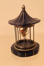 1960 Capo di Monte Miniature Porcelain Bird Cage with Bird H 13