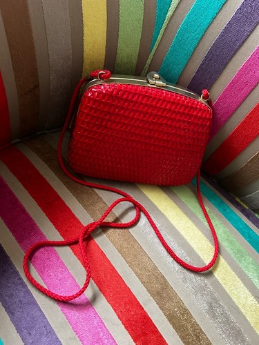 Sac vintage rouge - rouge, tressé