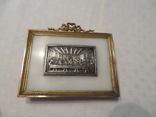 ancien dernier repas du crist sur plaque de marbre et cadre bronze