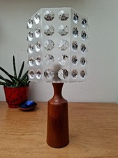 Vintage Retro Mid Century 50s 60s 70s Teak Wood Table Lamp Spaceage Shade