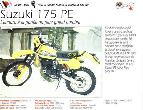 Fiche moto suzuki - pe, (