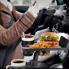 Plateau porte-gobelet de voiture avec organisateur double tasse réglable et fon