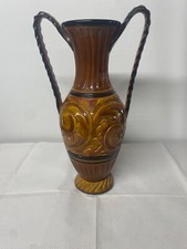 Very Large Multi-Color Pottery Ceramic 2 Handle Vase Jar
