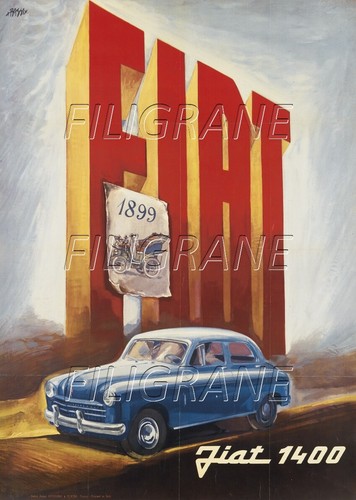 Fiat 1400 auto rmnr poster - 1400,