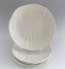 MARTHA STEWART "FAUX BOIS" SIX DESSERT/SALAD PLATES TAN AND WHITE