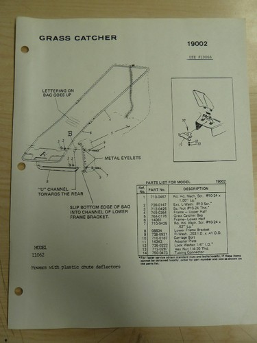 Yard man parts list - parts, manual
