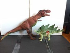 Jurassic Park  Adult T-Rex and Stego 1993 Kenner toy Lot , working + missing Arm