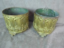 BEAUTIFUL PAIR OF ANTIQUE BRASS REPULSED POT COVERS