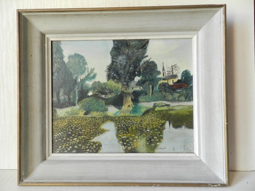 Tableau vintage signé huile - vintage,