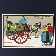 Old postcard steel barrel ideal signed Rachaud 1924 advertising card PC postcard